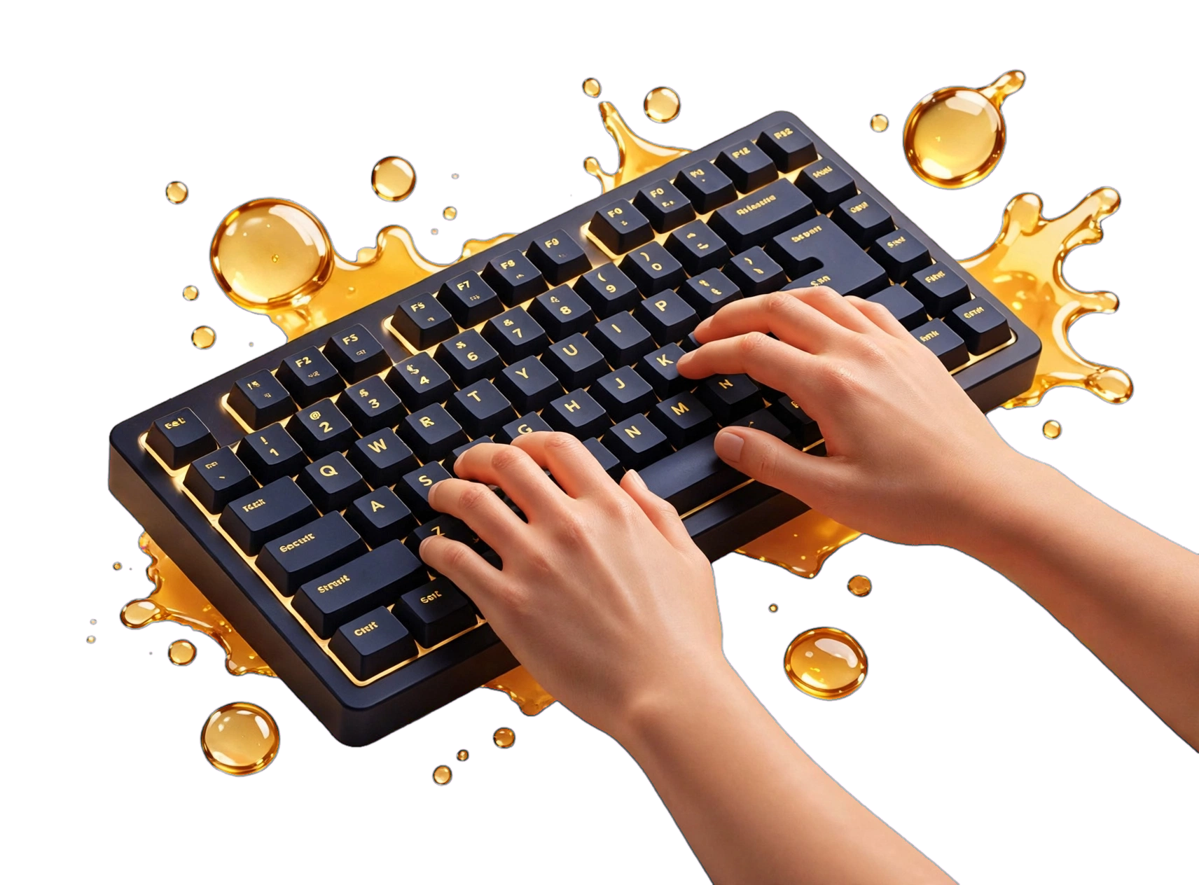 Hands typing on a keyboard